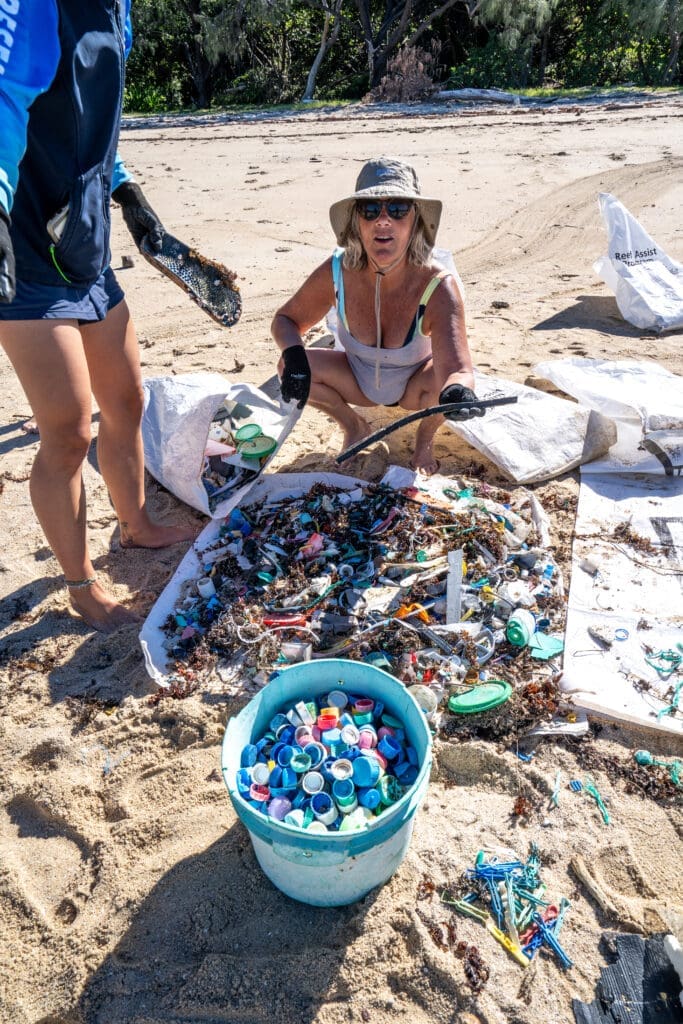 Beach clean with volunteer